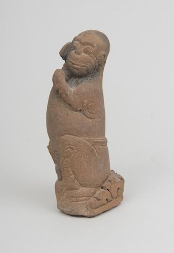 JAPANESE TERRACOTTA MONKEY IN THE FORM OF A PHALLUS