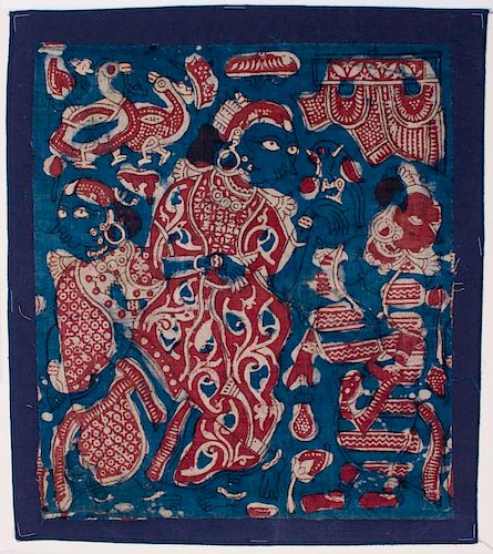 TWO ASIAN PRINTED TEXTILE FRAGMENTS