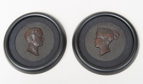 PAIR OF COMPOSITE PORTRAIT MEDALLIONS OF QUEEN VICTORIA AND PRINCE ALBERT