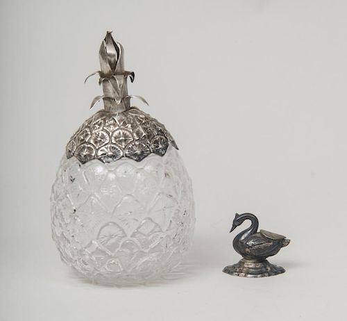 AMERICAN SILVER-MOUNTED GLASS PINEAPPLE