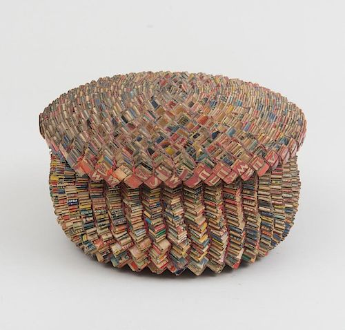 WOVEN MATCHBOOK 'RECYCLED ART' BOX AND COVER