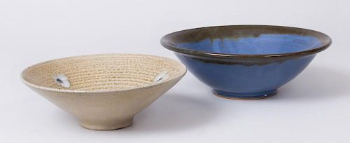 TWO JUGTOWN GLAZED SERVING BOWLS