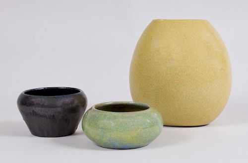 TWO NORTH STATE POTTERY VESSELS AND ANOTHER GLAZED VASE