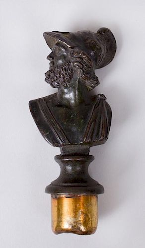 BRONZE FINIAL OF A MAN AFTER THE ANTIQUE