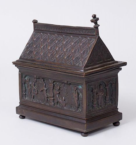 BRONZE TABLE CASKET WITH HINGED COVER