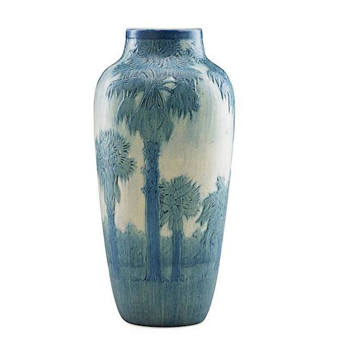 NEWCOMB COLLEGE Fine vase with windmill palms