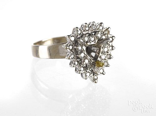 18K white gold and single cut diamond ring