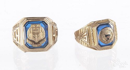 Two 10K yellow gold class rings