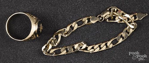 14K yellow gold chain bracelet, etc.