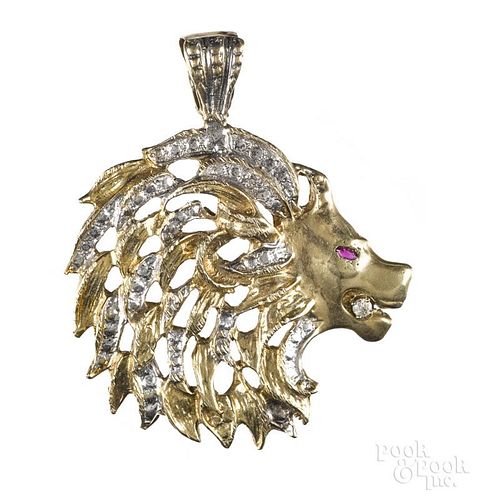 10K gold lion pendant