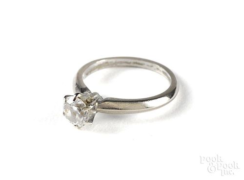 14K white gold diamond solitaire ring