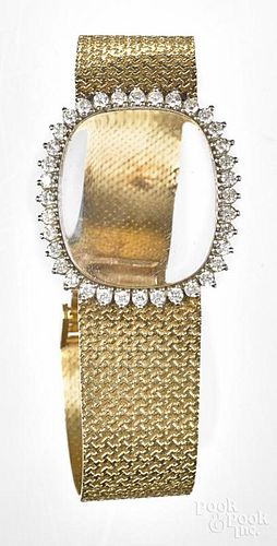 14K yellow gold and diamond watch band and bezel