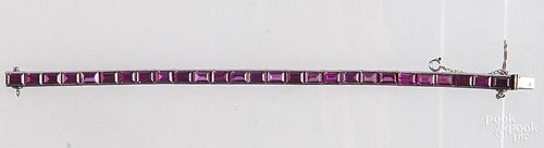 Platinum and synthetic ruby bracelet,