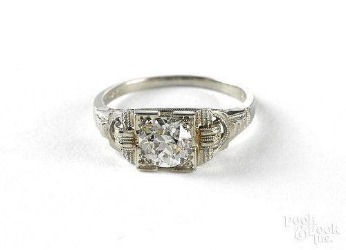 18K gold filigree and diamond engagement ring