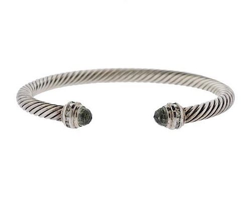 David Yurman Sterling Diamond Gemstone Cable Bracelet