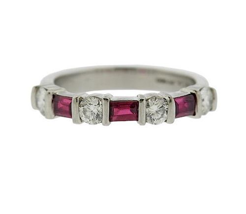 Tiffany &amp; Co Platinum Diamond Ruby Wedding Ring