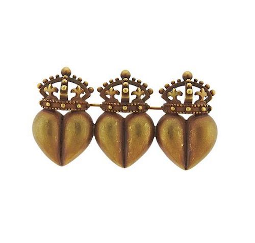 Kieselstein Cord Crown Heart Brooch Pin