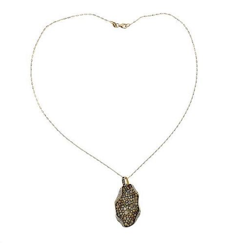 14k Gold Fancy Diamond Pendant Necklace