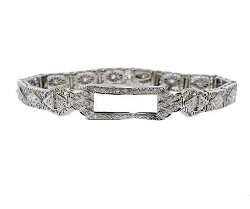 Art Deco 14k Gold Diamond Watch Bracelet