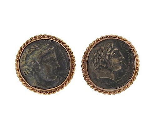 14k Gold Ancient Coin Large Cufflinks