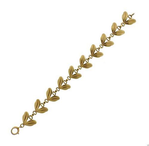 Vintage Tiffany &amp; Co 14k Gold Leaf Motif Bracelet