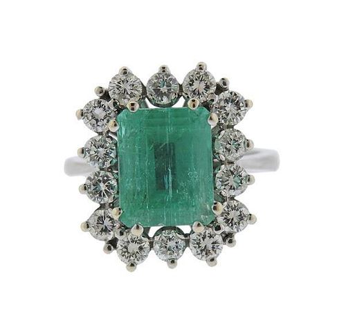 18k Gold Diamond  Emerald Ring
