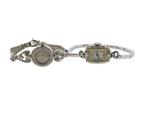 Vintage Hamilton 14k Gold Diamond Watch Lot of 2