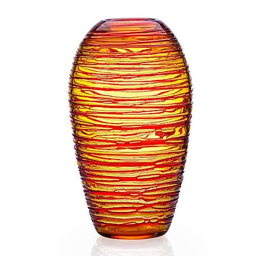 FULVIO BIANCONI; VENINI Threaded glass vase