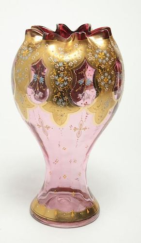 Moser Bohemian Czech Glass Vase, Antique 19th C.