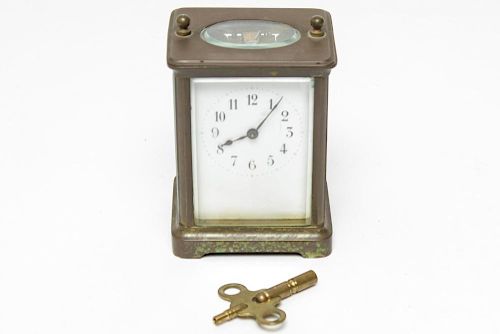 H & H French Brass Carriage Clock, 19th C.