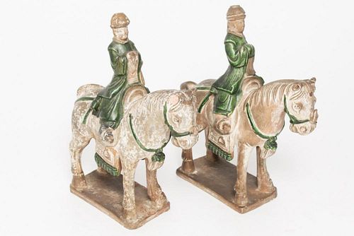 Chinese Sancai-Glazed Equestrian Pottery Figures