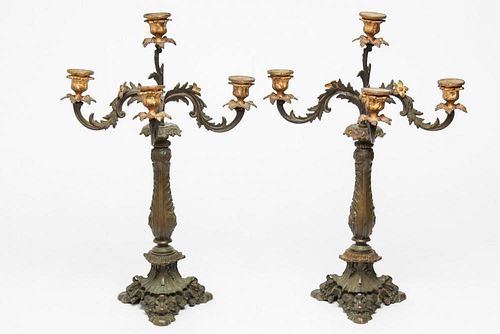 Victorian Bronzed & Gilt Iron 4-Light Candelabra