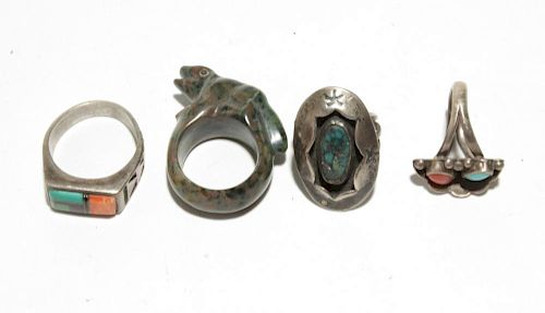 Native American Silver & Turquoise & Fetish Rings
