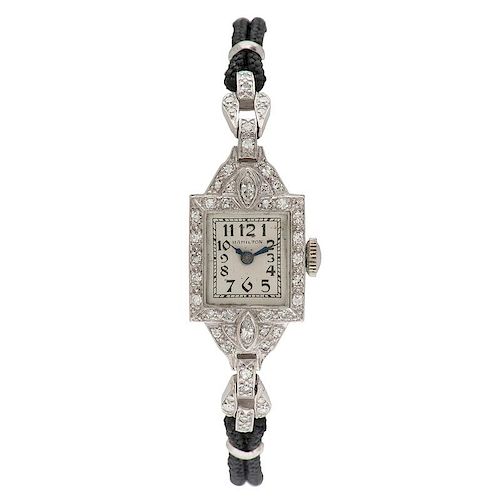 Hamilton Diamond Watch in Platinum Ca. 1935