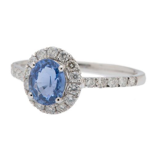 GIA Certified Unheated Sapphire and Diamond Orianne Ring in Platinum