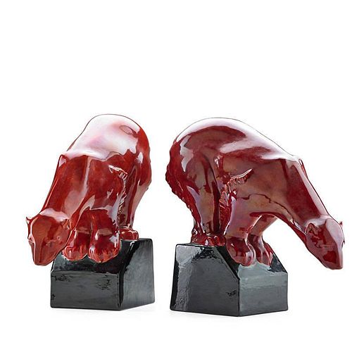 PAUL MILET Two glazed ceramic bears