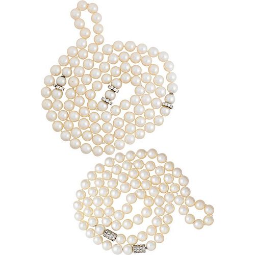 TWO CONVERTIBLE AKOYA PEARL NECKLACES