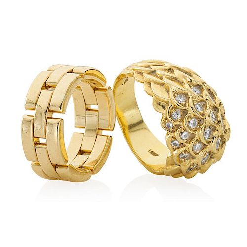 CARTIER OR JUDITH LEIBER YELLOW GOLD RINGS