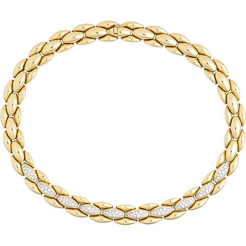 DIAMOND & YELLOW GOLD LINK NECKLACE