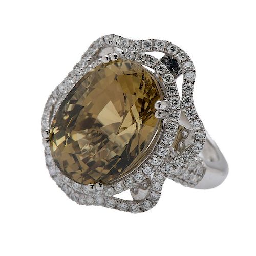GIA Certified 17.63 Carat Natural Alexandrite and Diamond Orianne Ring in Platinum