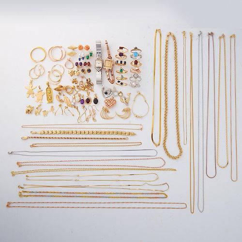 COLLECTION OF YELLOW GOLD JEWELRY