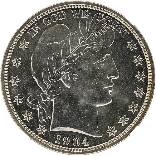 U.S. 1904 PROOF BARBER 50C COIN