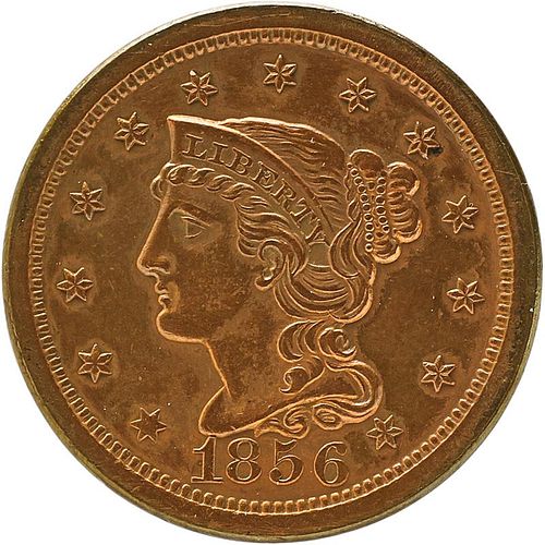 U.S. 1856 BRAIDED HAIR 1C COIN