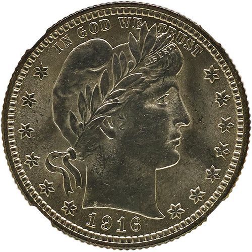 U.S. 1916 BARBER 25C COIN