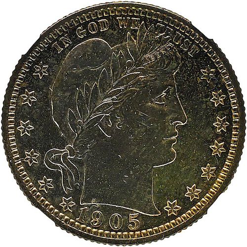 U.S. 1905 PROOF BARBER 25C COIN
