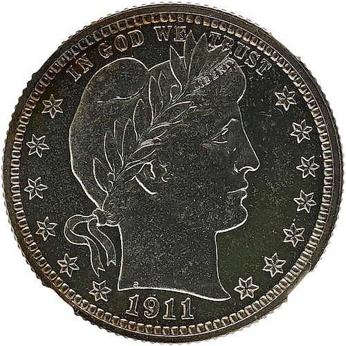 U.S. 1911 PROOF BARBER 25C COIN