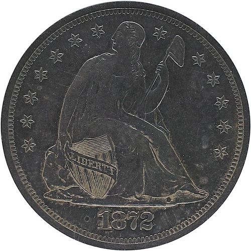 U.S. 1872 PROOF SEATED LIBERTY $1 COIN
