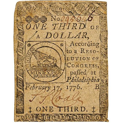 U.S. ONE THIRD OF A DOLLAR CONTINENTAL NOTE