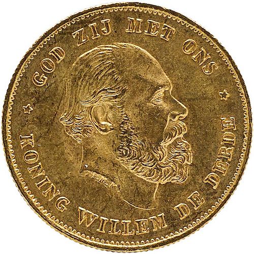 1875 NETHERLANDS 10 GULDEN GOLD COIN