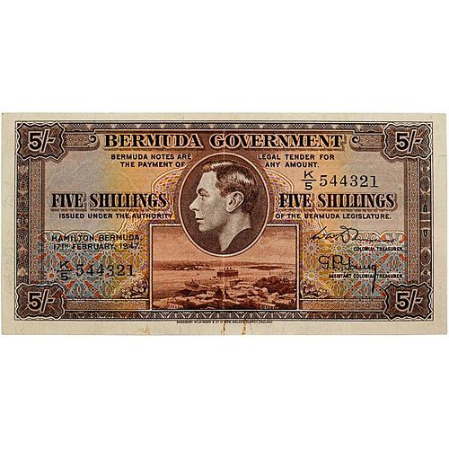 1947 BERMUDA 5/- SHILLINGS NOTE